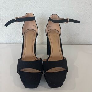 BAMBOO Black Women's Ankle Strap Heels